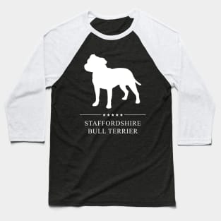 Staffordshire Bull Terrier Dog White Silhouette Baseball T-Shirt